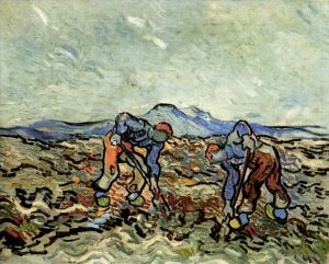 Artist Vincent van Gogh's Work - Peasants Lifting Potatoes 2