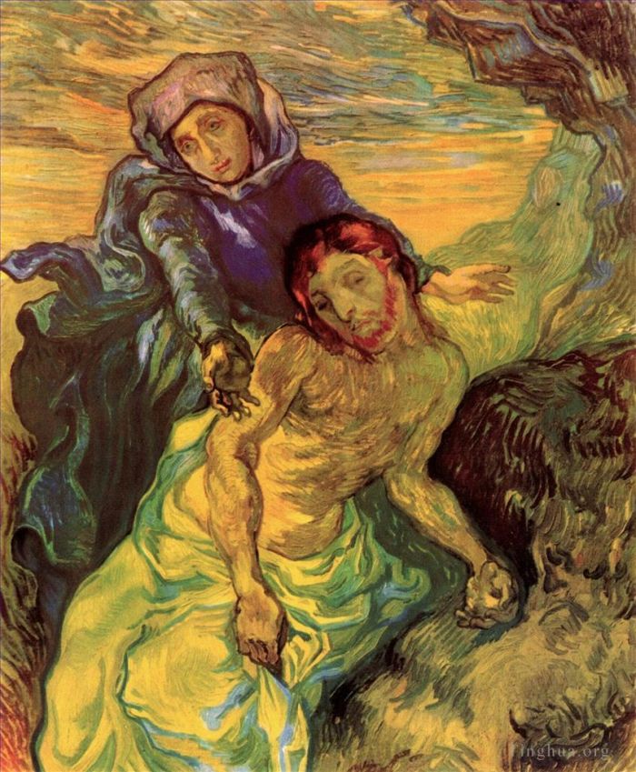 Vincent van Gogh Oil Painting - The Pietà (after Delacroix)