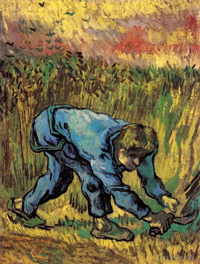 Vincent van Gogh Oil Painting - Reaper with Sickle after Millet
