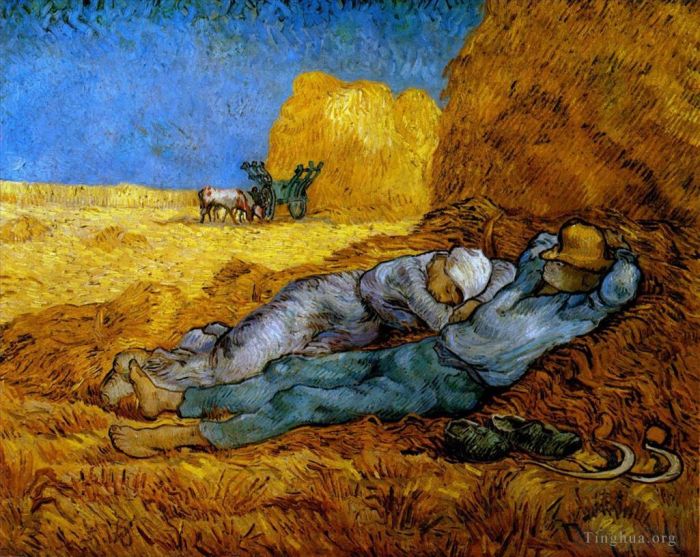 Vincent van Gogh Oil Painting - Rest Work after Millet