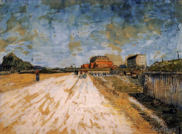 Vincent van Gogh Oil Painting - Road Running Beside the Paris Ramparts