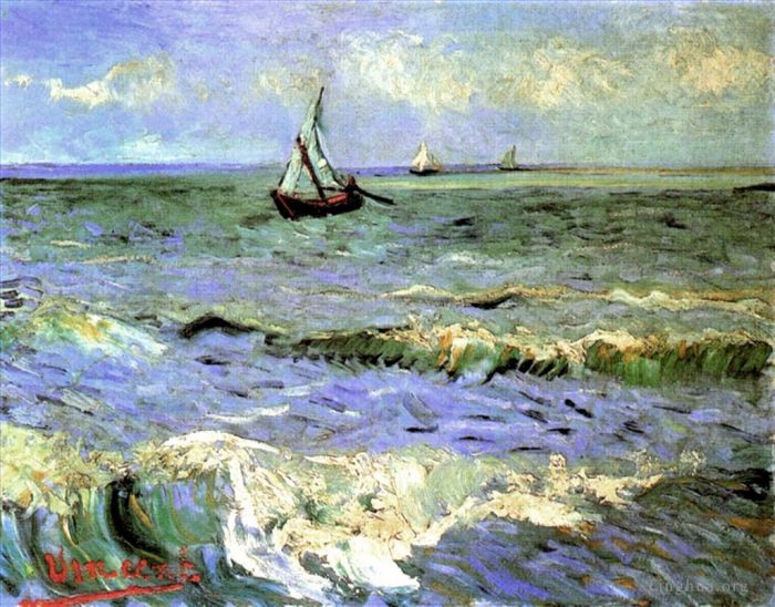 Vincent van Gogh Oil Painting - Seascape at Saintes Maries (The Sea at Les Saintes-Maries-de-la-Mer)