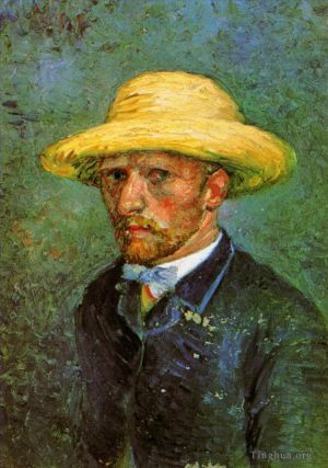 Artist Vincent van Gogh's Work - Self Portrait with Straw Hat 2
