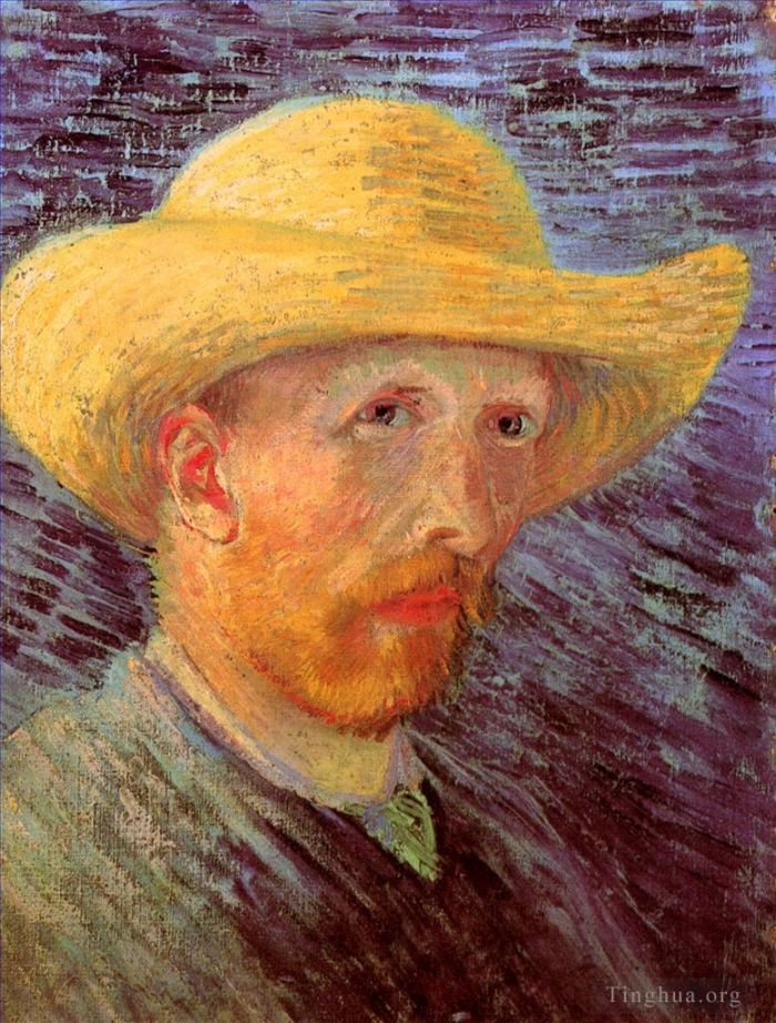 Vincent van Gogh Oil Painting - Self Portrait with Straw Hat 3