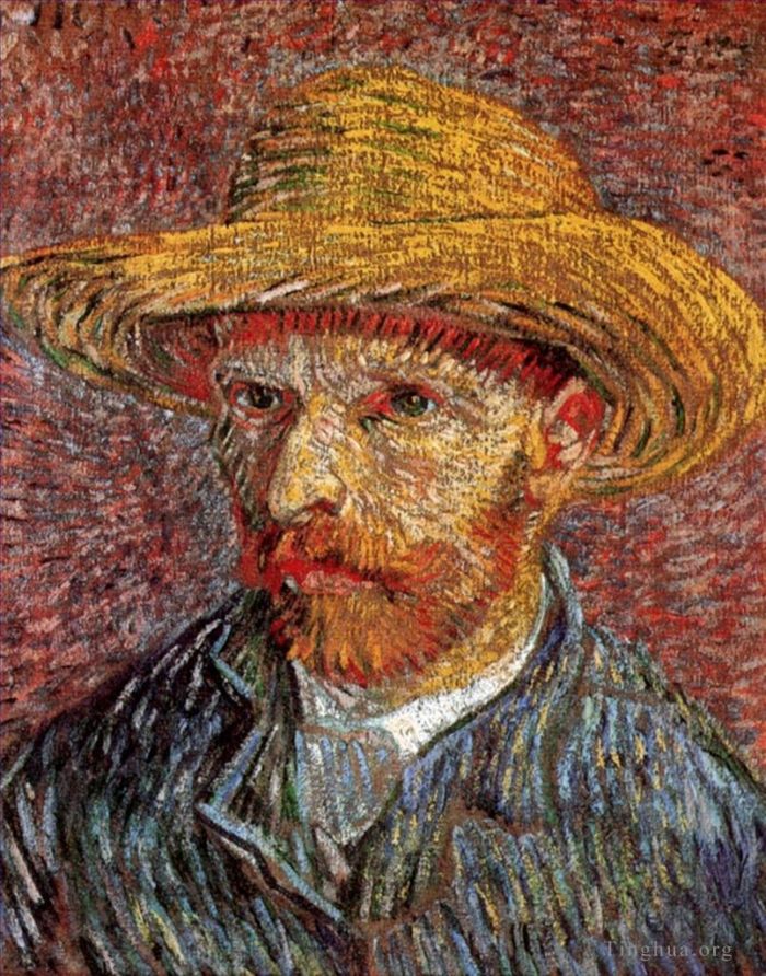 Vincent van Gogh Oil Painting - Self Portrait with Straw Hat 4