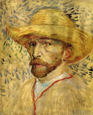 Artist Vincent van Gogh's Work - Self Portrait with Straw Hat