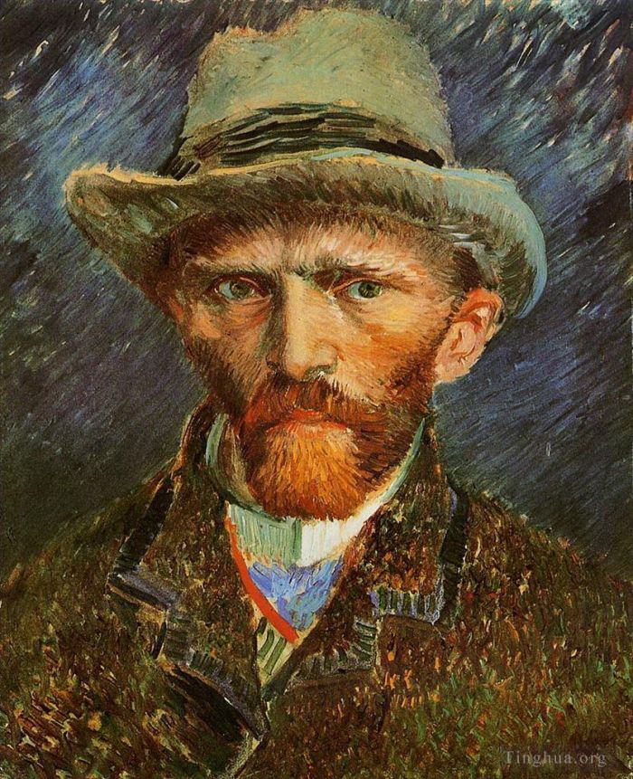Vincent van Gogh Oil Painting - Self Portrait with a Grey Felt Hat