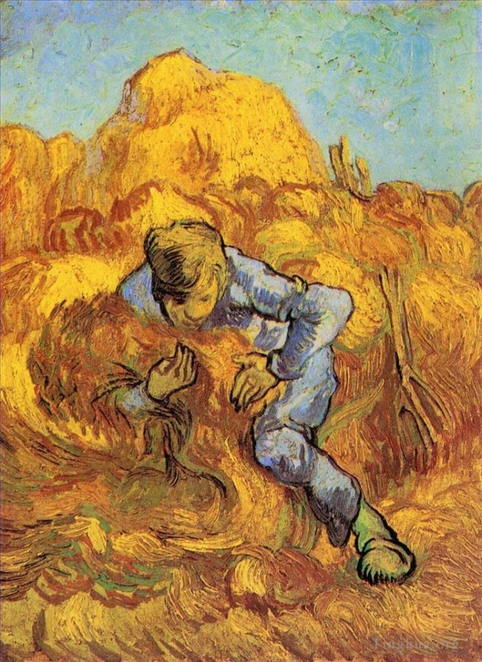 Vincent van Gogh Oil Painting - Sheaf Binder The after Millet