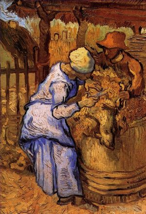 Artist Vincent van Gogh's Work - Sheep Shearers The after Millet