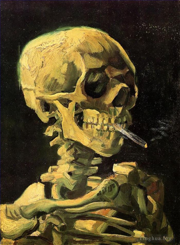 Vincent van Gogh Oil Painting - Skull with Burning Cigarette