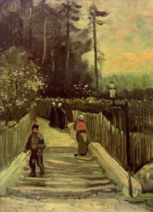 Artist Vincent van Gogh's Work - Sloping Path in Montmartre