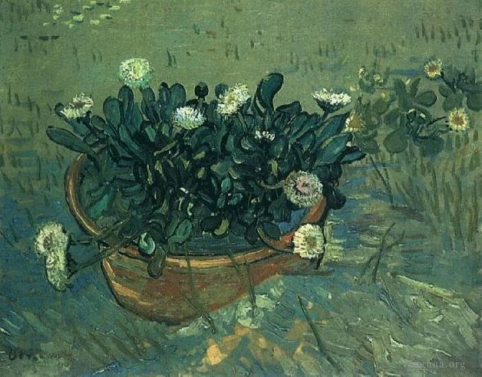 Vincent van Gogh Oil Painting - Still Life Bowl with Daisies