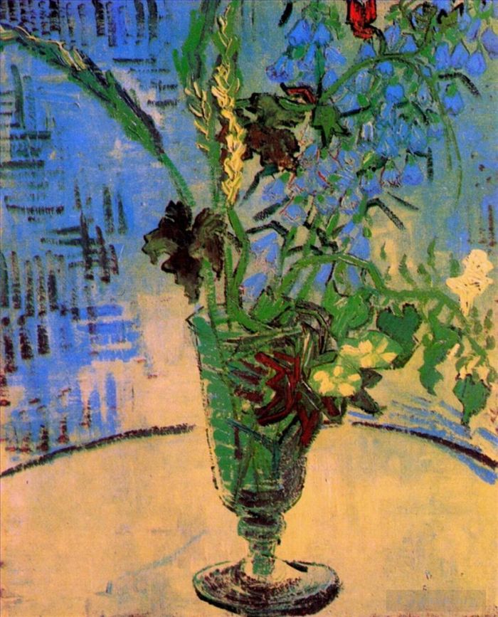 Vincent van Gogh Oil Painting - Still Life Glass with Wild Flowers