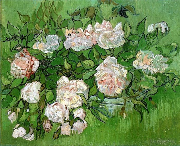 Vincent van Gogh Oil Painting - Still Life Pink Roses