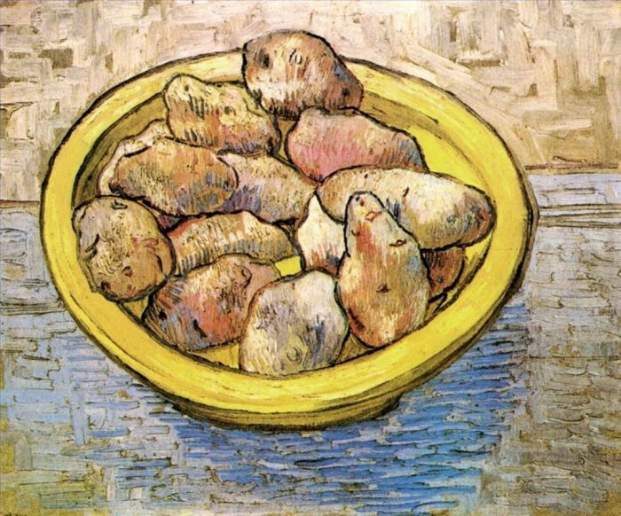 Vincent van Gogh Oil Painting - Still Life Potatoes in a Yellow Dish