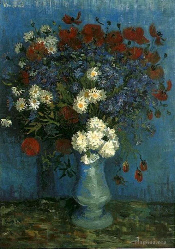Vincent van Gogh Oil Painting - Still Life Vase with Cornflowers and Poppies