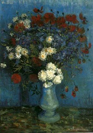 Artist Vincent van Gogh's Work - Still Life Vase with Cornflowers and Poppies
