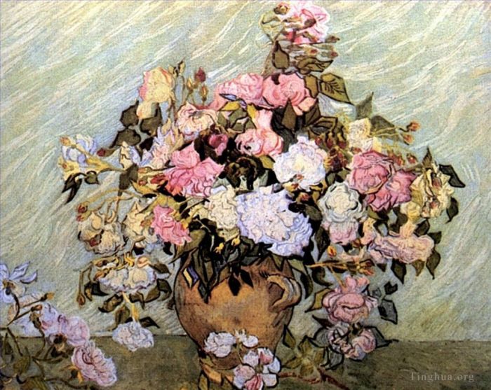 Vincent van Gogh Oil Painting - Still Life Vase with Roses