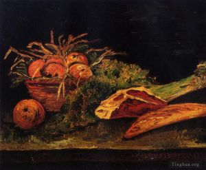 Artist Vincent van Gogh's Work - Still Life with Apples Meat and a Roll