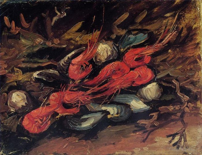 Vincent van Gogh Oil Painting - Still Life with Mussels and Shrimp