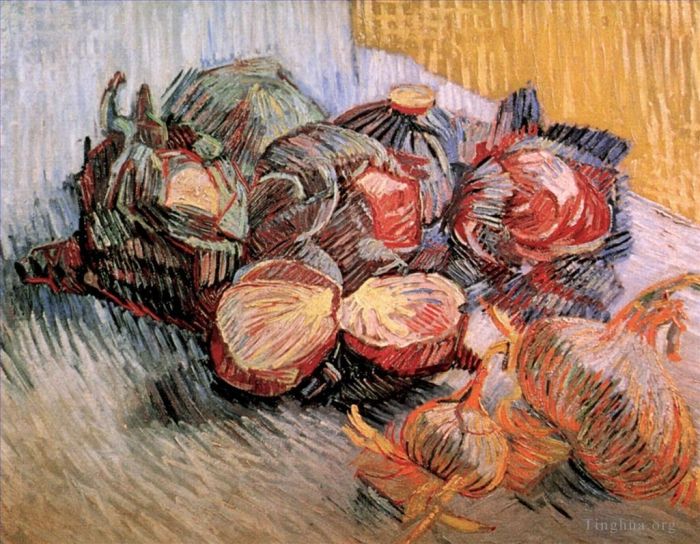 Vincent van Gogh Oil Painting - Still Life with Red Cabbages and Onions