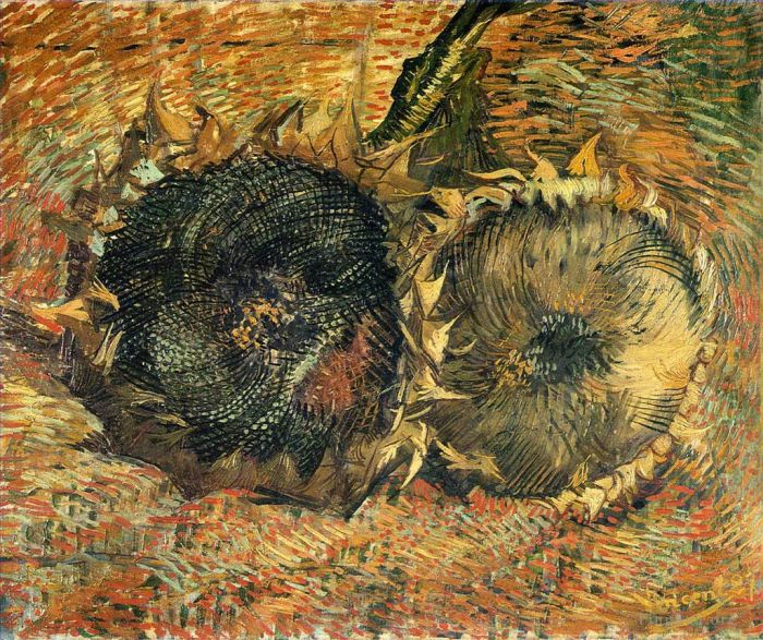 Vincent van Gogh Oil Painting - Still Life with Two Sunflowers 2