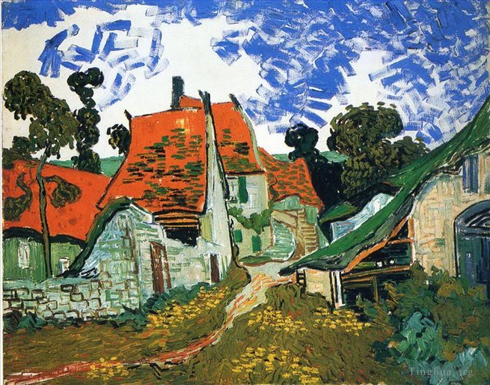 Vincent van Gogh Oil Painting - Street in Auvers sur Oise