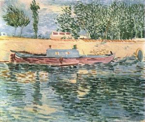 Artist Vincent van Gogh's Work - The Banks of the Seine with Boats