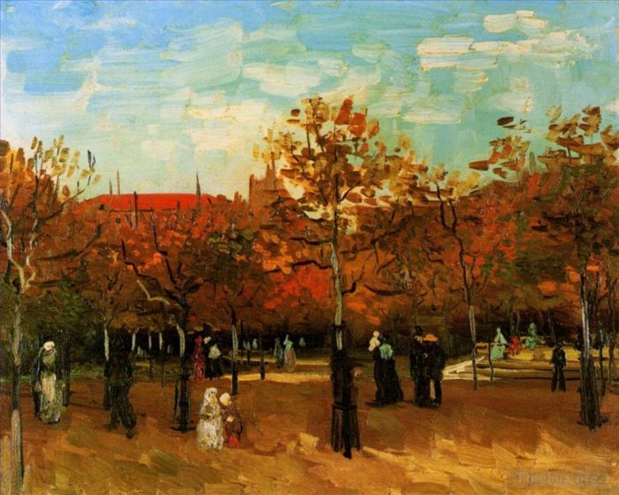 Vincent van Gogh Oil Painting - The Bois de Boulogne with People Walking