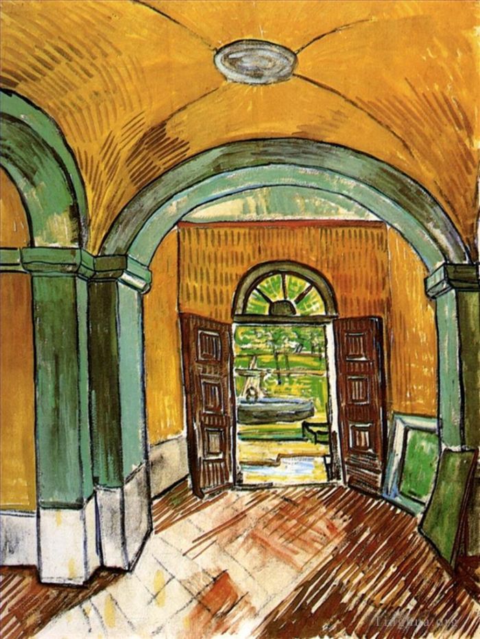 Vincent van Gogh Oil Painting - The Entrance Hall of Saint Paul Hospital