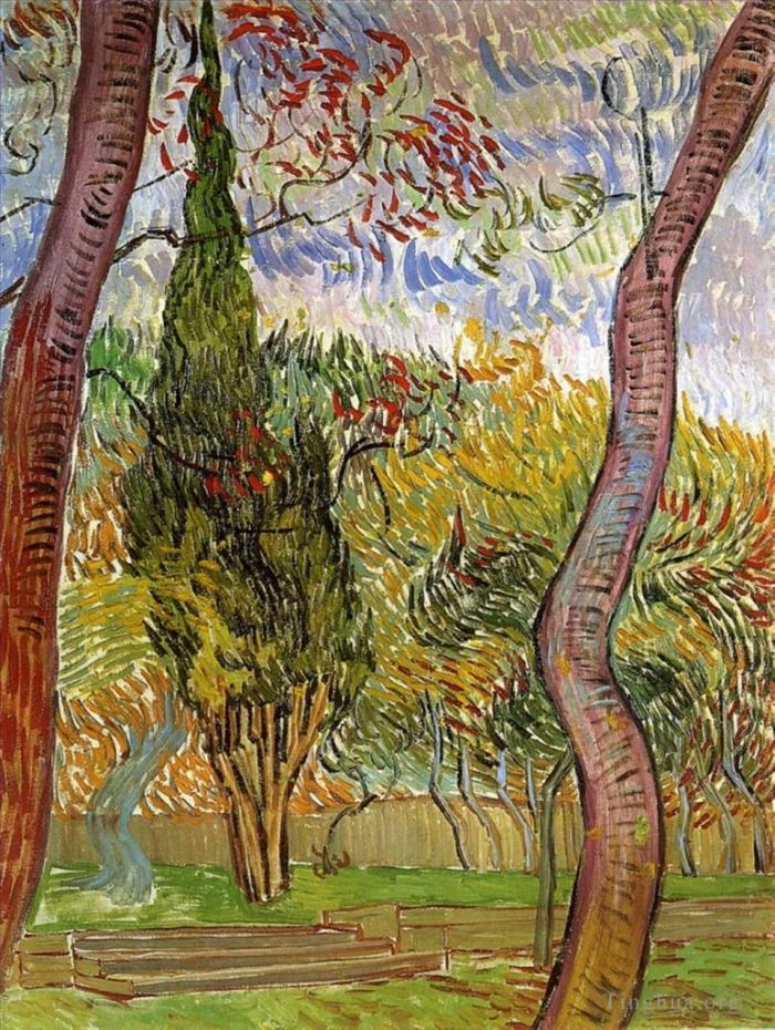 Vincent van Gogh Oil Painting - The Garden of Saint Paul Hospital 2