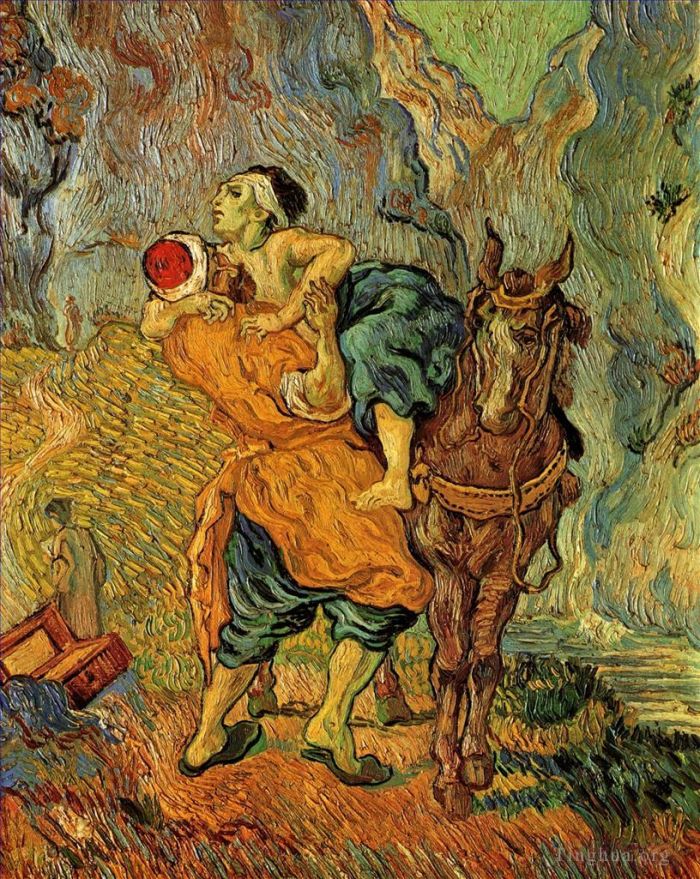 Vincent van Gogh Oil Painting - The Good Samaritan after Delacroix