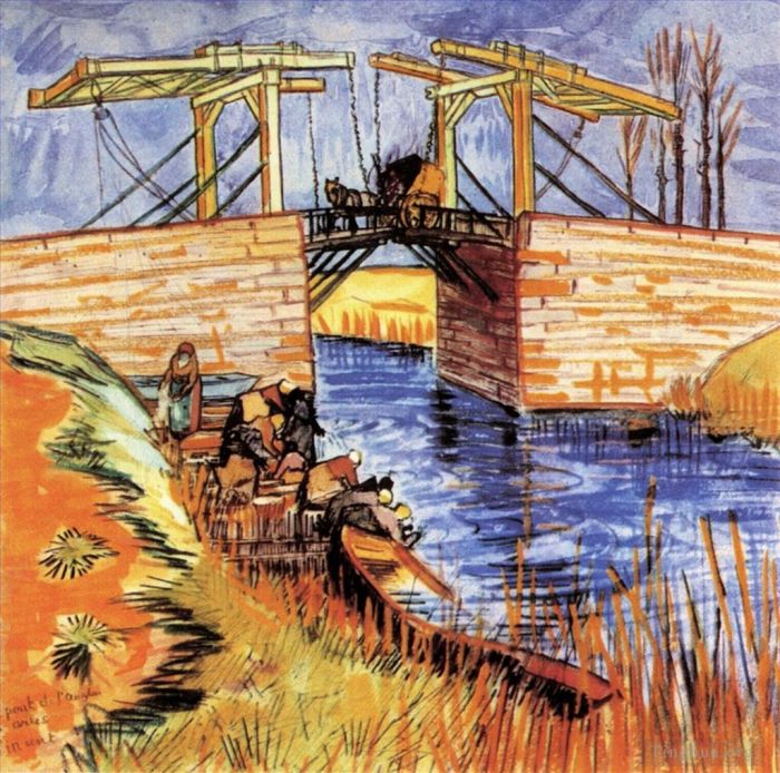 Vincent van Gogh Oil Painting - The Langlois Bridge at Arles 2