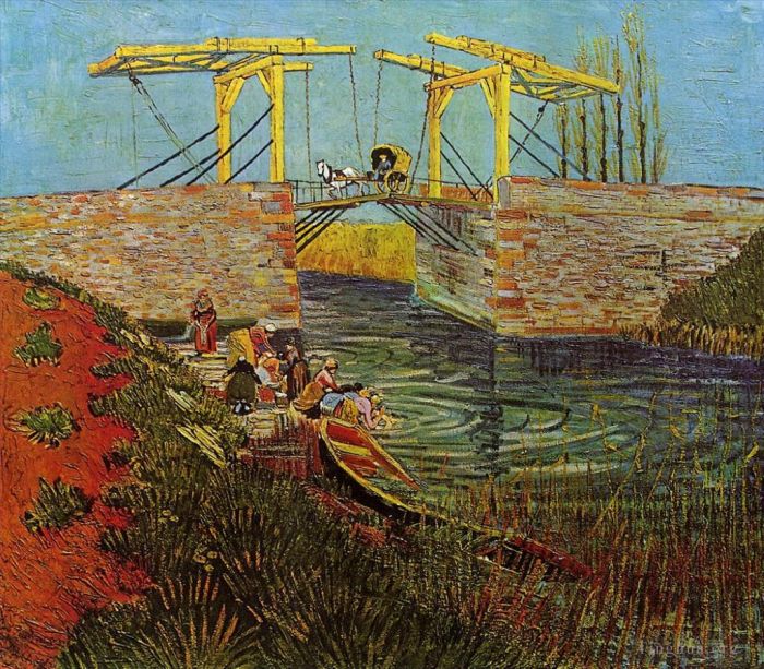 Vincent van Gogh Oil Painting - The Langlois Bridge at Arles 3