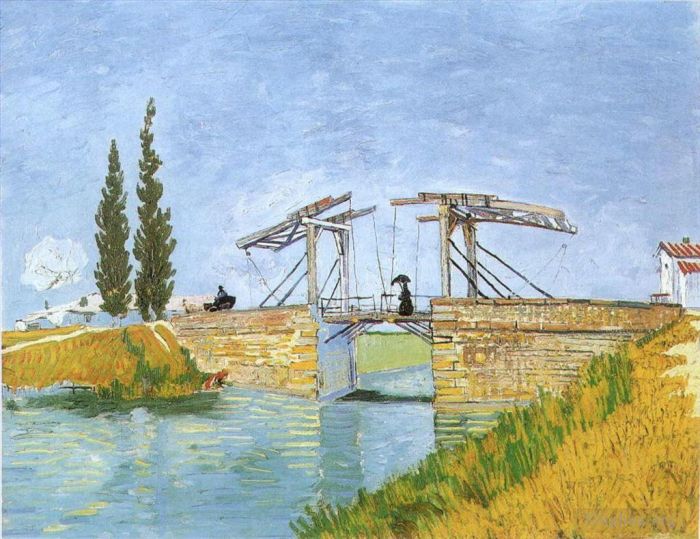 Vincent van Gogh Oil Painting - The Langlois Bridge at Arles