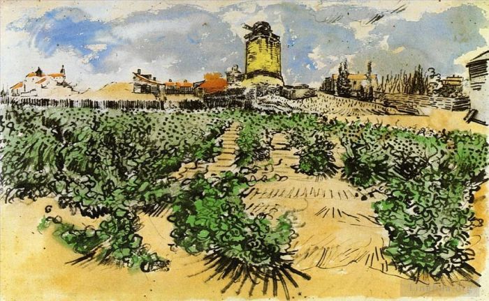 Vincent van Gogh Oil Painting - The Mill of Alphonse Daudet at Fontevieille