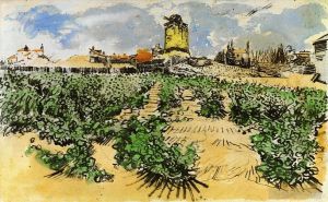 Artist Vincent van Gogh's Work - The Mill of Alphonse Daudet at Fontevieille