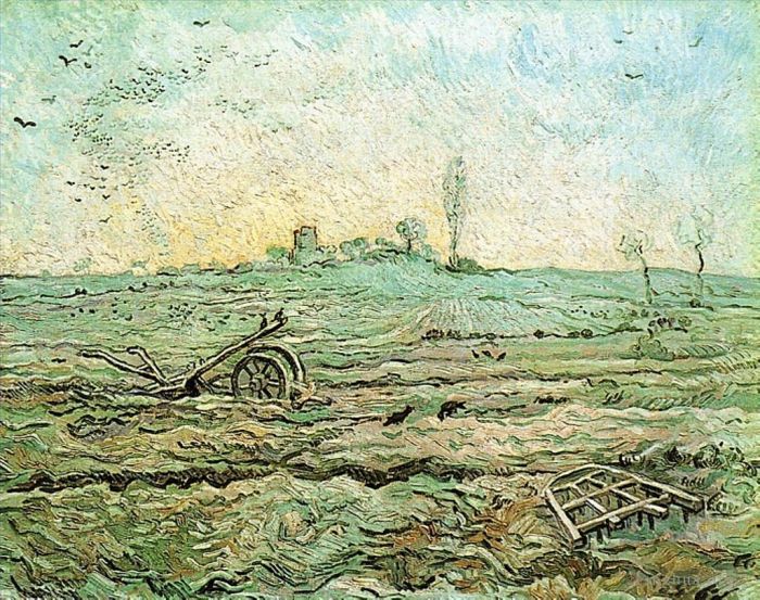 Vincent van Gogh Oil Painting - The Plough and the Harrow after Millet