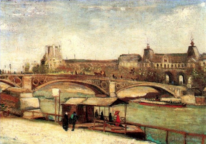 Vincent van Gogh Oil Painting - Pont du Carrousel with Louvre