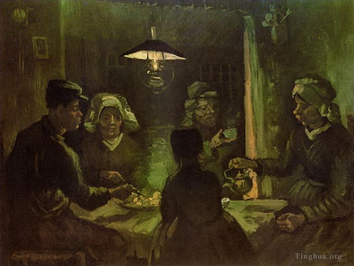 Vincent van Gogh Oil Painting - The Potato Eaters green