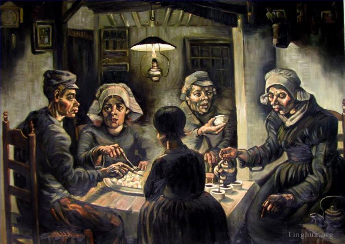 Vincent van Gogh Oil Painting - The Potato Eaters grey