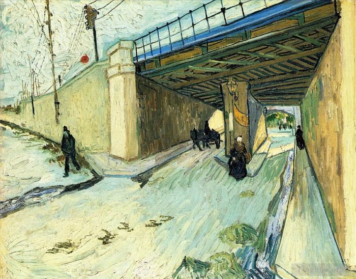 Vincent van Gogh Oil Painting - The Railway Bridge over Avenue Montmajour