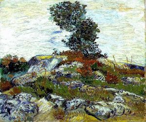 Artist Vincent van Gogh's Work - The Rocks with Oak tree