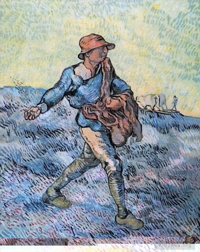Vincent van Gogh Oil Painting - The Sower after Millet