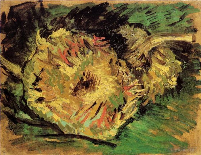 Vincent van Gogh Oil Painting - Two Cut Sunflowers