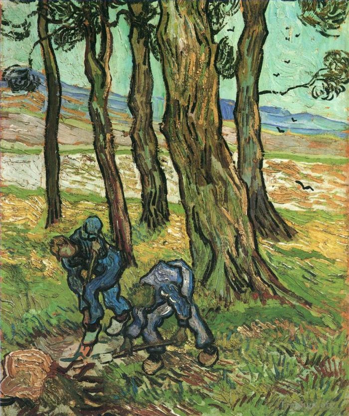 Vincent van Gogh Oil Painting - Two Diggers Among Trees