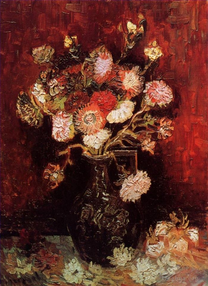 Vincent van Gogh Oil Painting - Vase with Asters and Phlox
