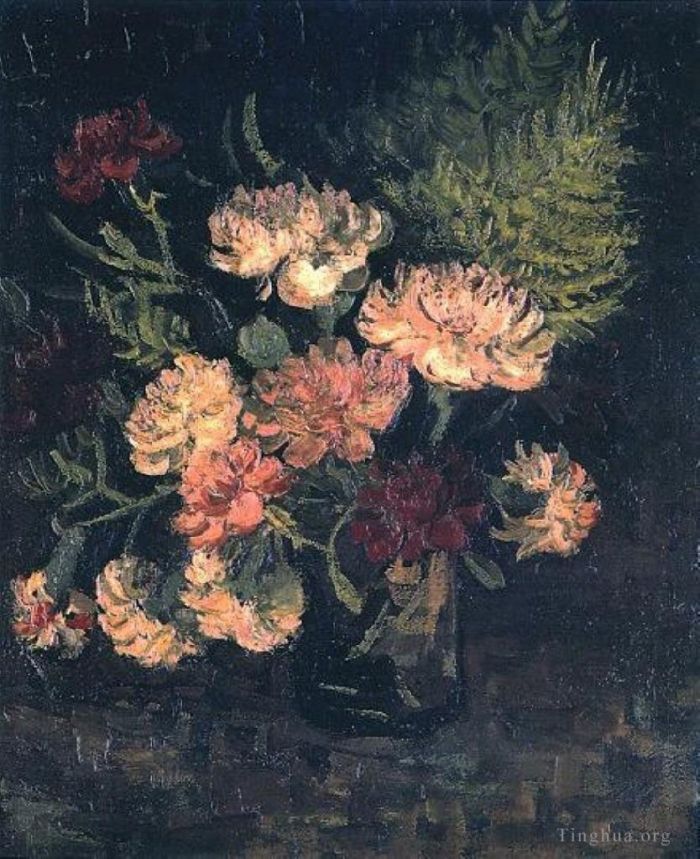 Vincent van Gogh Oil Painting - Vase with Carnations 1