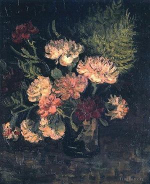 Artist Vincent van Gogh's Work - Vase with Carnations 1