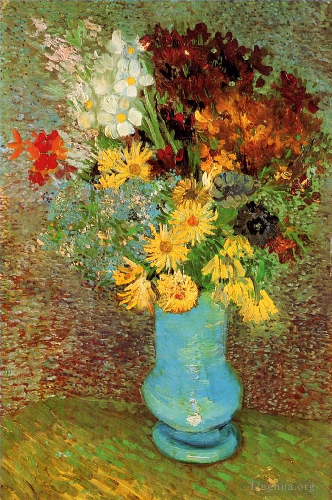 Vincent van Gogh Oil Painting - Vase with Daisies and Anemones